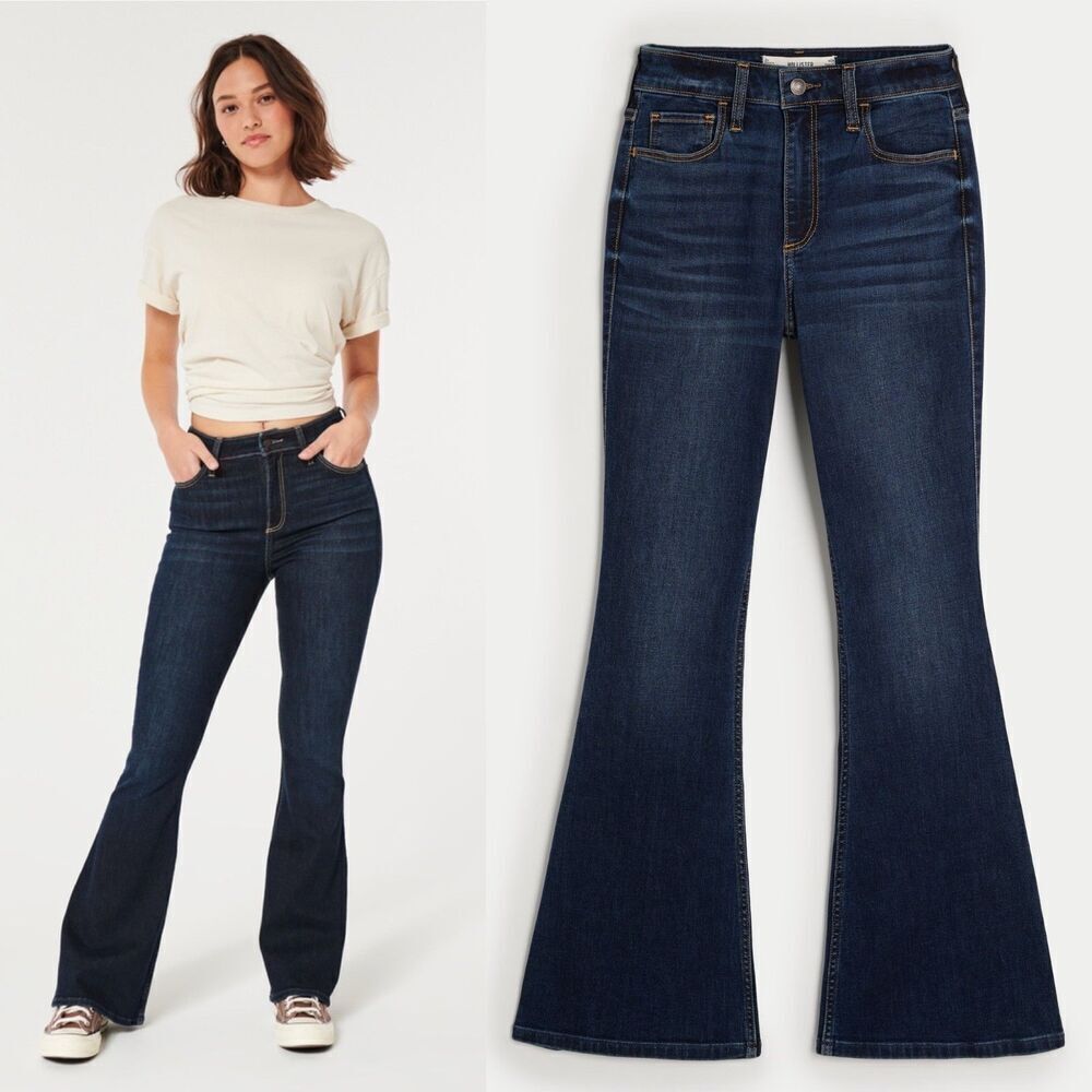 Hollister Womens Size 24 Curvy Denim High Rise Vintage Flare Jeans Boho Festival